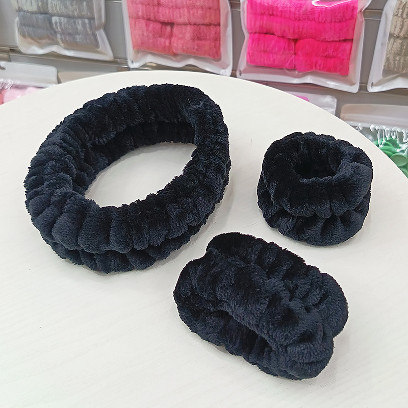 洗脸发带三件套洗漱防水防湿袖敷面膜束发带简约头带女用发捆发箍|undefined