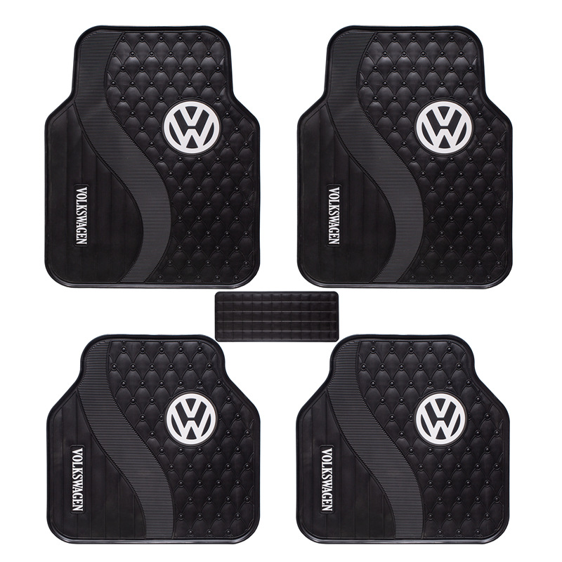 Car Floor Mat with New Leather Texture, Five-Seat All-Season Universal Latex Floor Mat, Easy to Clean, Thick, Waterproof, Anti-Slip, Anti-Freeze