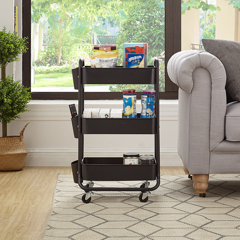 新款厨房客厅多功能收纳架家用多层整理置物架360度移动小推车