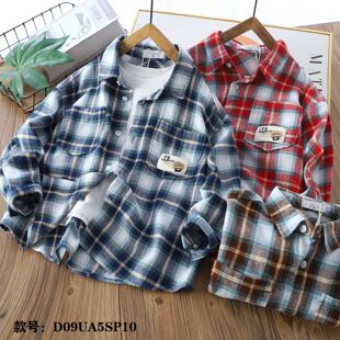 Men's and Women's Shirt Coat Spring and Autumn 2025 New Long Sleeve Children's Lapel Outer Wearing Shirt Plaid