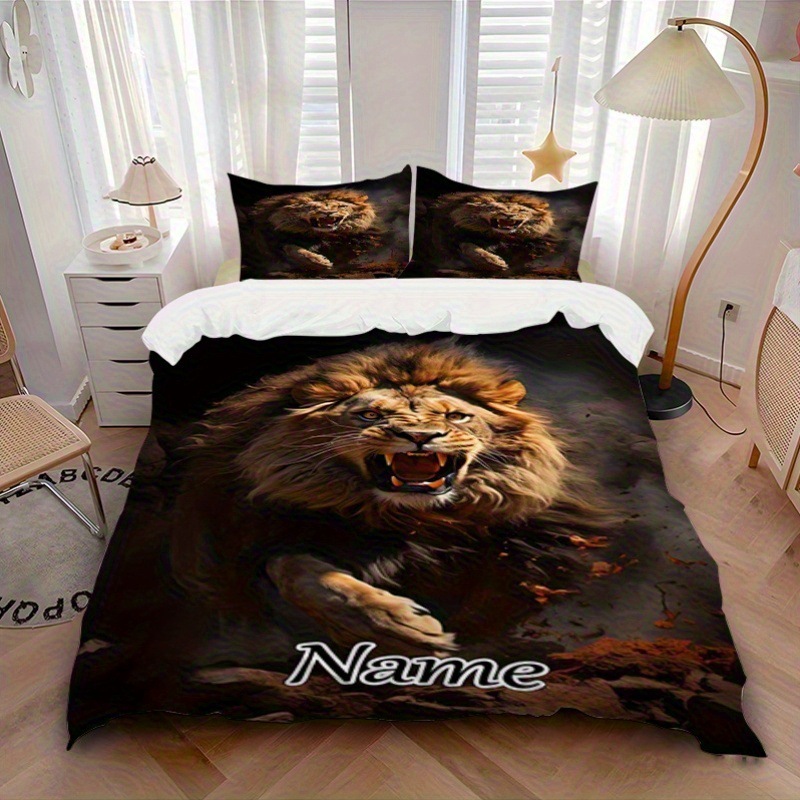 TEMU / JIT textil doméstico molido impresión digital ropa de cama kit león patrón creativo fuente fábrica