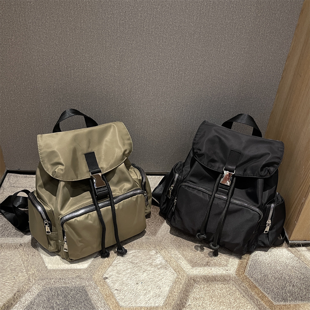 작업복 캐주얼 나일론 천 플립 온 백팩 새로운 모든 매치 대용량 발수 버클 졸라매는 끈 여행 배낭