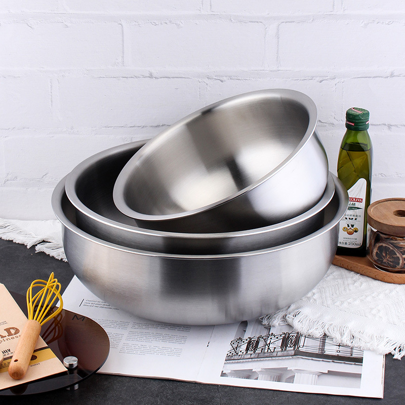 COOKONE 18 / 10 acero inoxidable borde ancho y tazón de fideos tazón de sopa tazón de preparación de platos para lavar verduras en sopa de cocina de cocina sin escoger la estufa