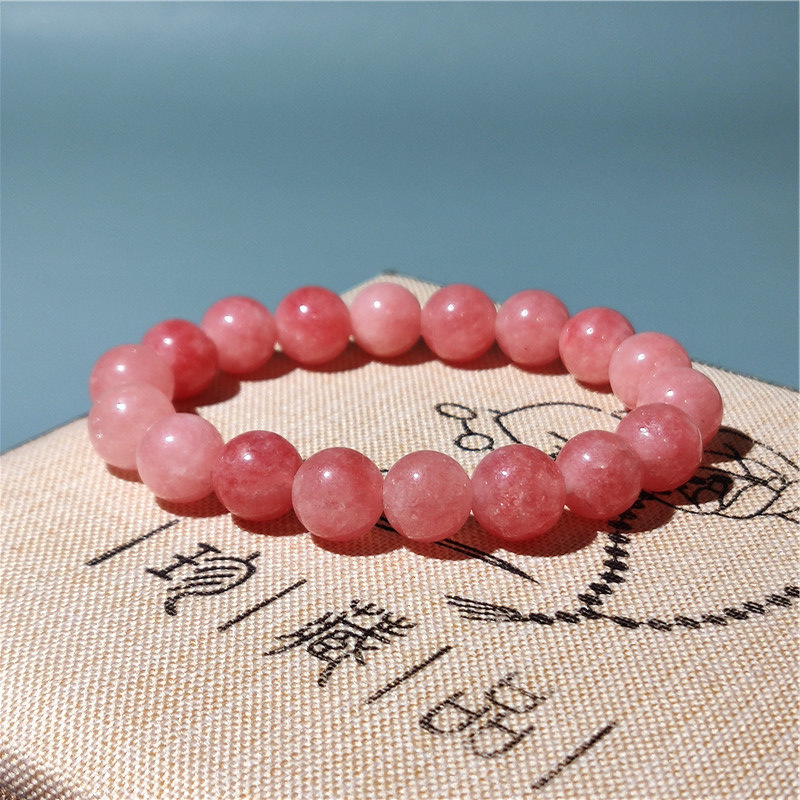 Natural Quartz Jade Bracelet Optimized Rose Pyroxene Bracelet Pink Rose Pyroxene Crystal Women's Jewelry