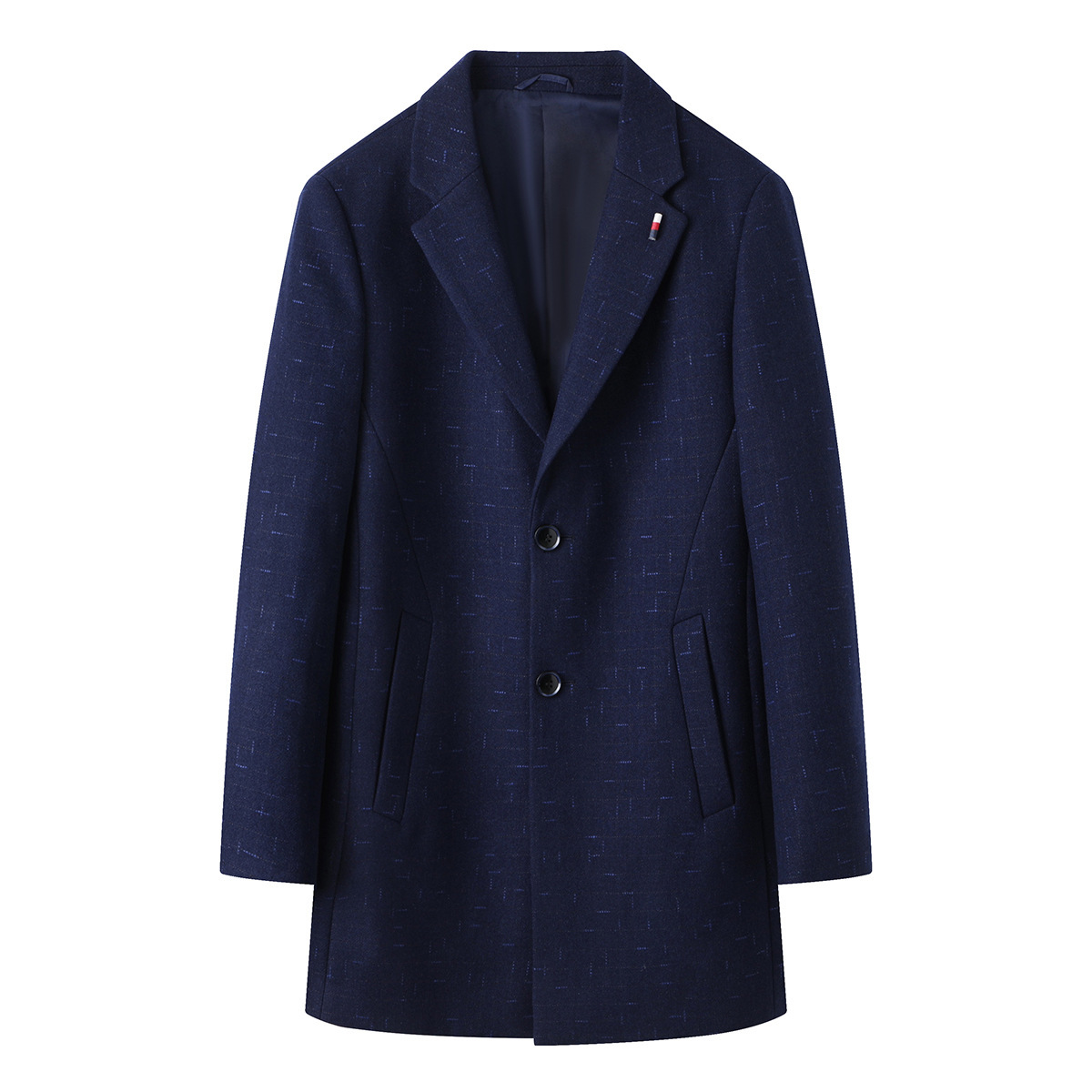 Brand Cut Label Autumn and Winter Men's Suit Collar Single-breasted Casual Wool Mid-length Woolen Coat