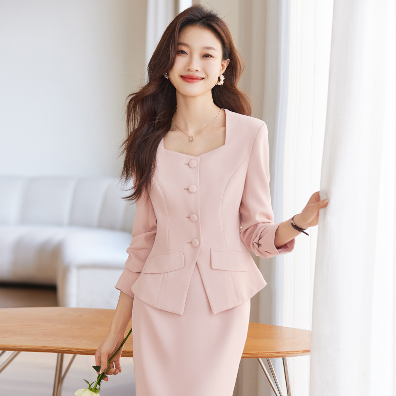 2024 New Style Busalon Women's Long-Sleeved Professional Suit Skirt Suit, Formal Interview/Sales Work Uniform, 3950