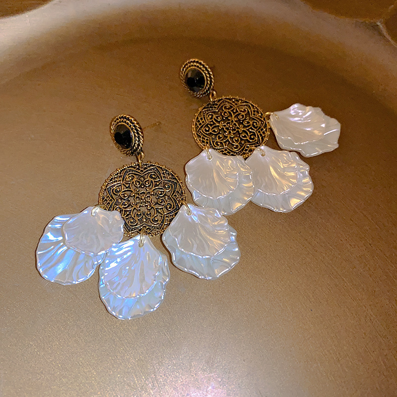 Drop Earrings Classification 1 Pair Quantity 1 Pair Simple Style Geometric Flower Plating Alloy Drop Earrings