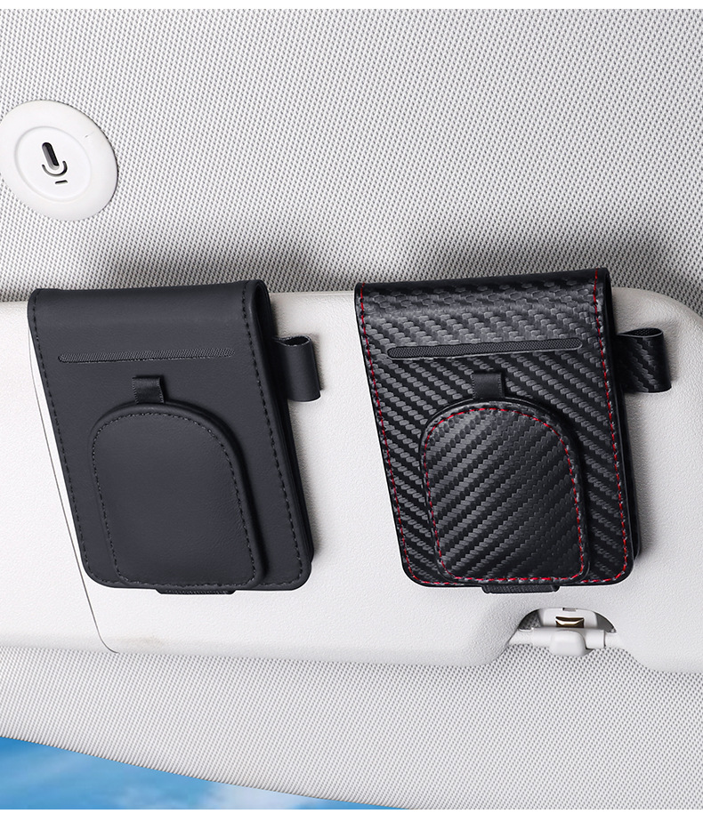 High-end car glasses holder, multifunctional sun visor card organizer, magnetic car sunglasses clip