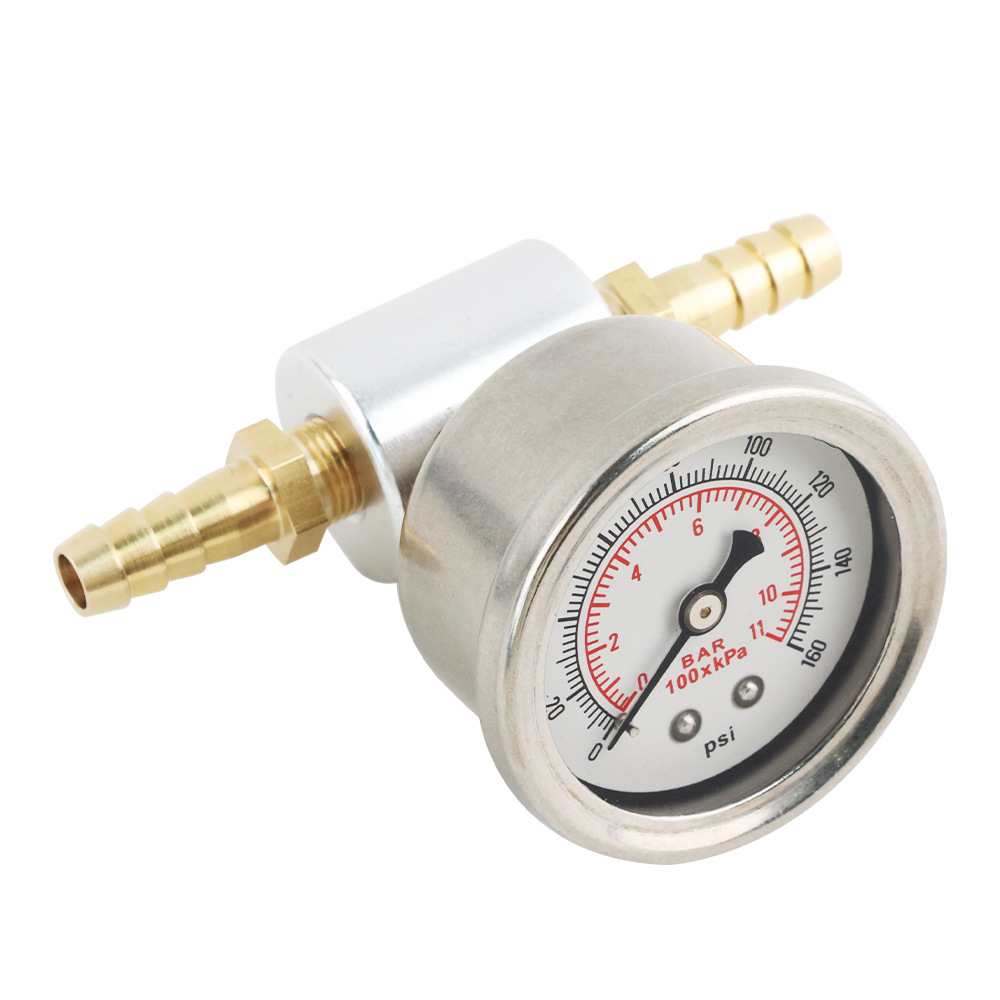 High-Precision Universal 1/ 8inch Npt Fuel Pressure Gauge 0-160Kpa Air Pressure + Three-Way Adapter