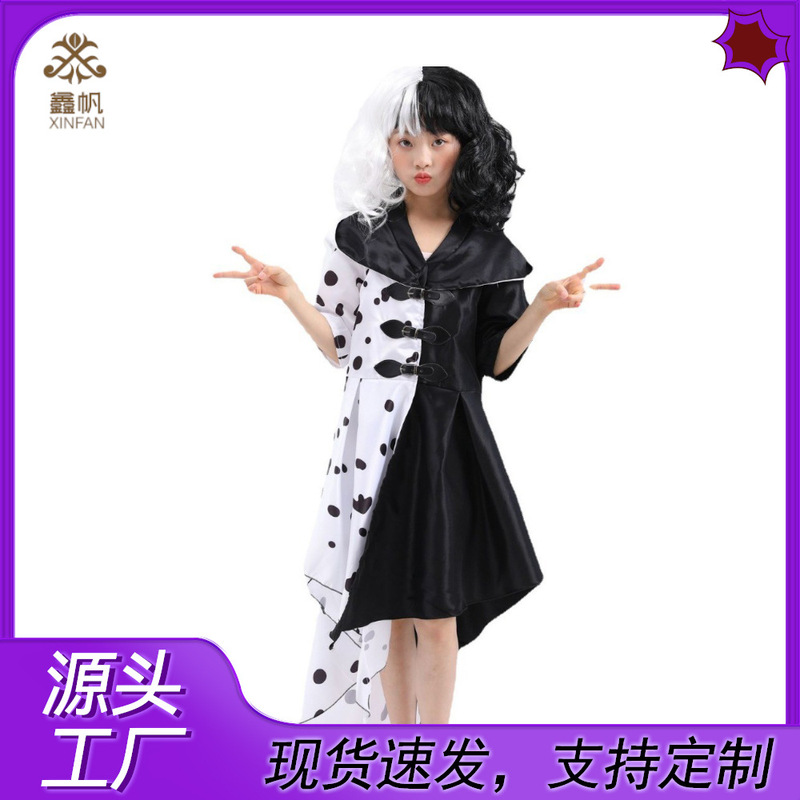 Movie 101 Loyalist Dog cos Kuila De Ville Spotted dress Black and White Witch Stage Performance Clothes