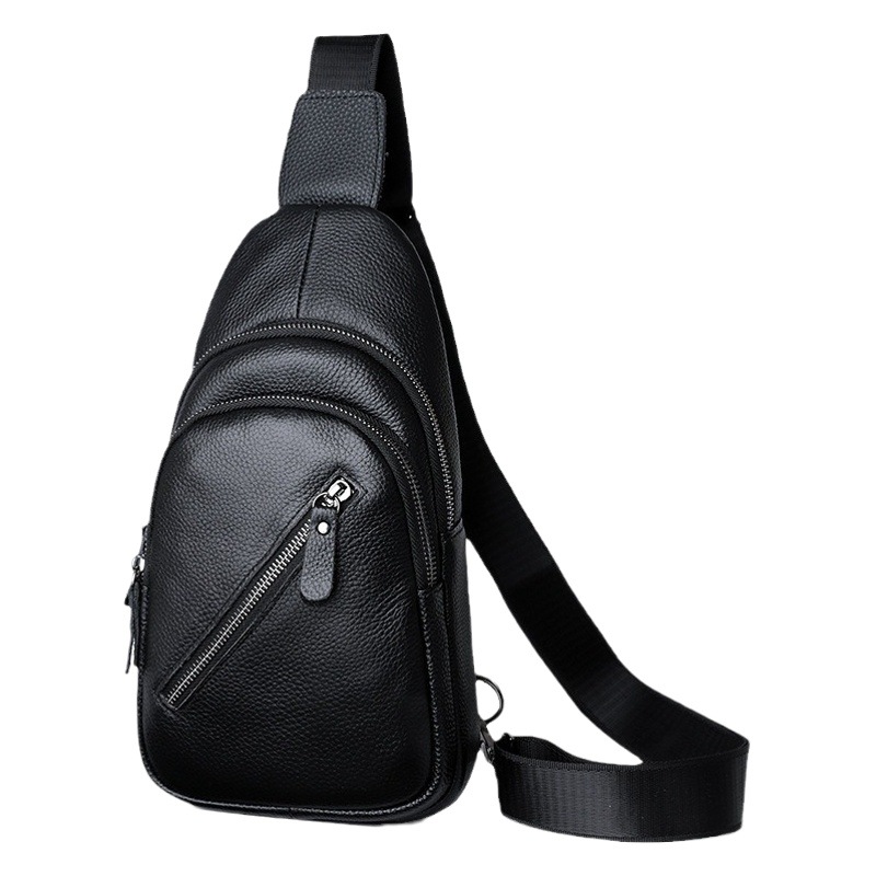 New Genuine Leather Men's Chest Bag Cross-Border First-Layer Cowhide Shoulder Bag Fashionable Crossbody Bag High-End Men's Chest Bag
