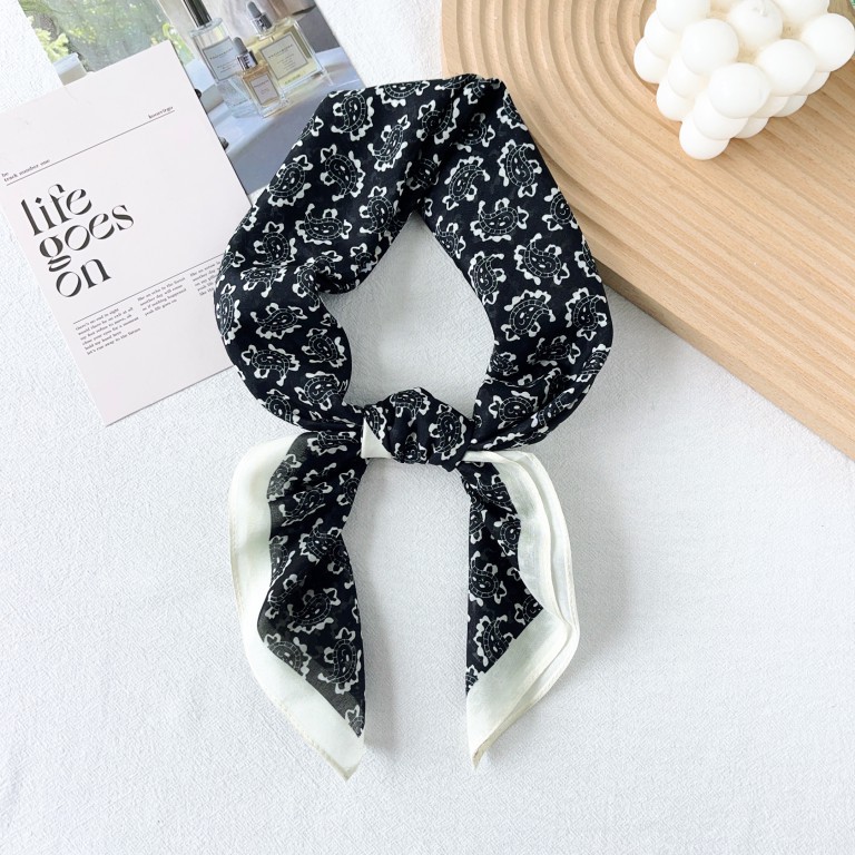 Primavera y verano nuevo estilo retro anacardo flor seda algodón bufanda cuadrada bufanda de seda pequeña cuello femenino temperamento de alta calidad bufanda pequeña