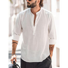 X 71990 Stand Collar Linen Shirt ��������޳�������羳