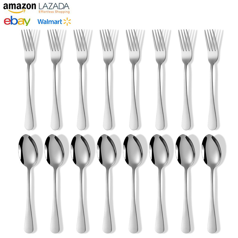 Cross-border Amazon Stainless Steel Tableware suit Fork Spoon suit for 6 People for 8 People Restaurant Spoon Fork