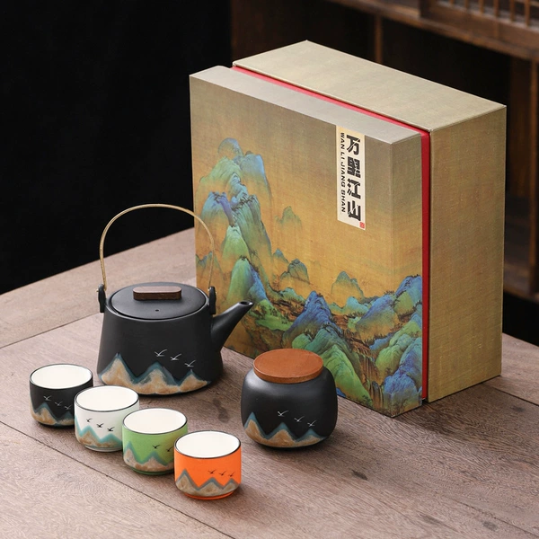Lift kettle black one pot four cups + tea can