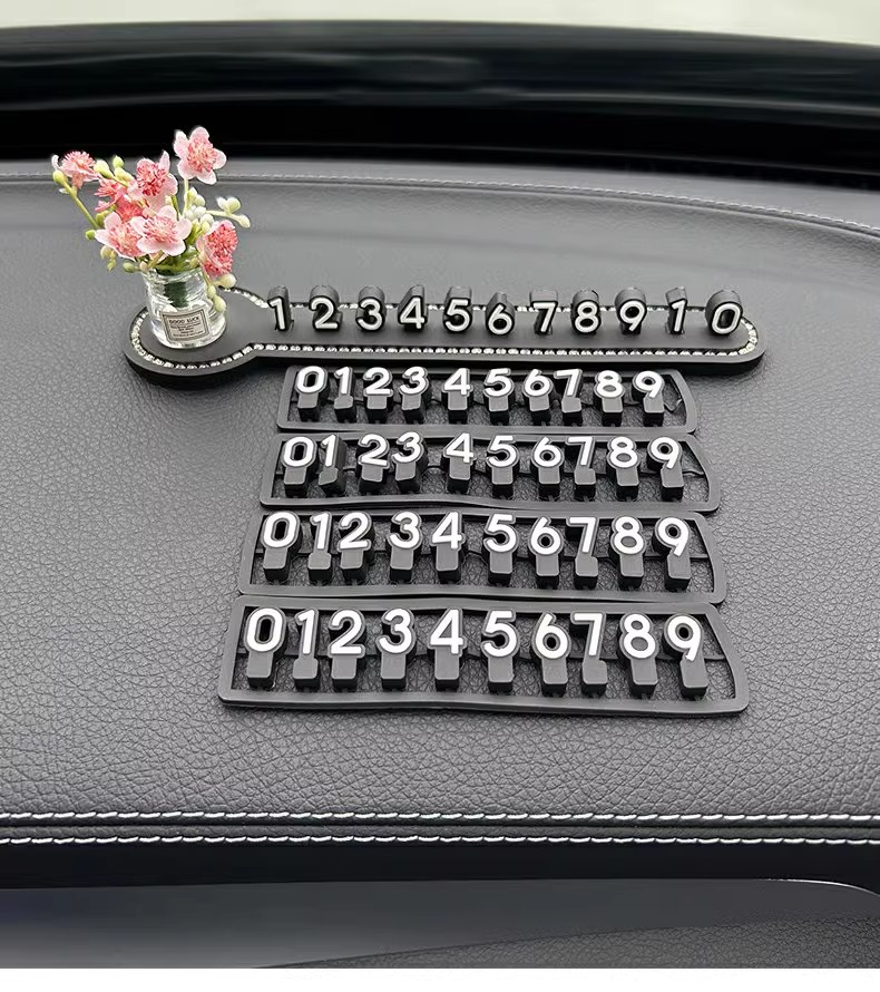 New vase car temporary parking plate mobile car phone number plate car creative high-grade car interior ornaments