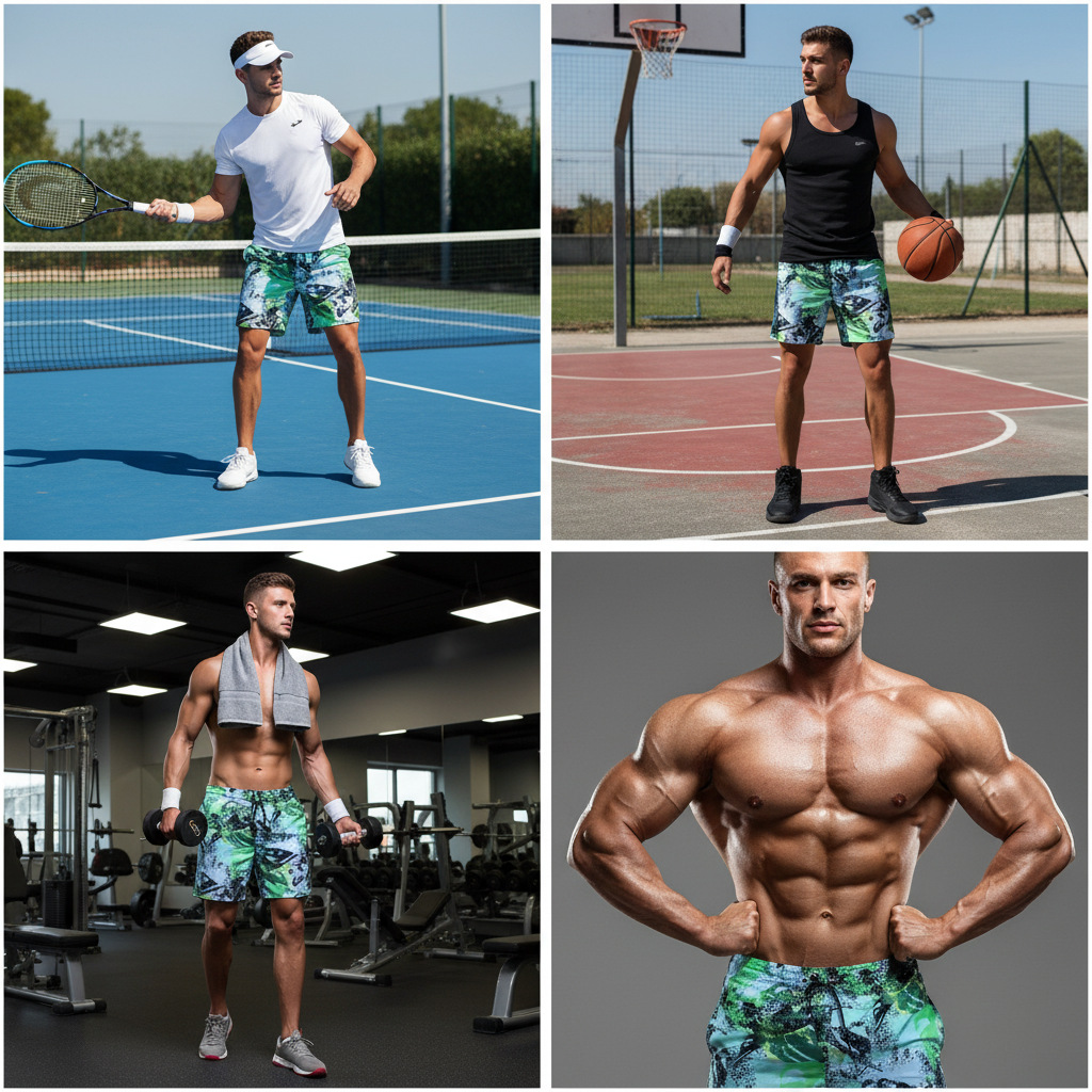 Quick Drying Men's Swim Trunks Casual Beach Shorts With Mesh Lining_voghion.com