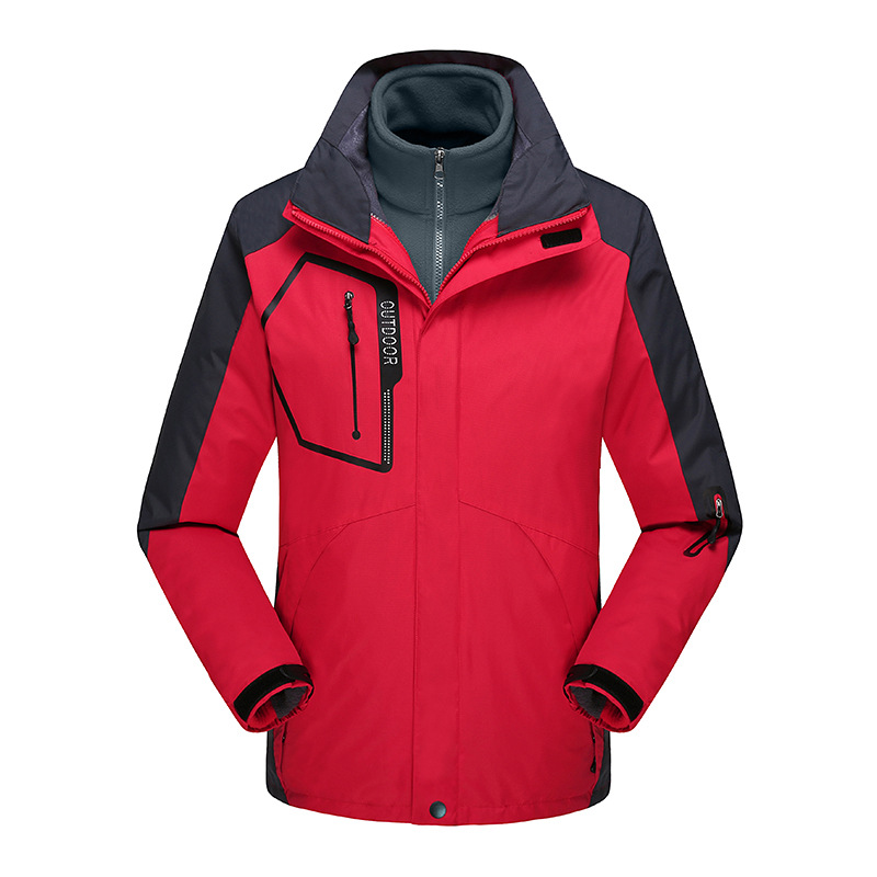 Otoño e invierno chaqueta de las mujeres tres en uno de dos piezas al aire libre impermeable transpirable forro polar ropa de viaje de los hombres imprimible LOGO