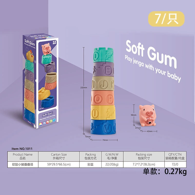 Jenga from soft rubber, digital constructor for baby, toy plastic, 1-3 years
