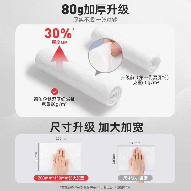 德佑湿厕纸80抽如厕巾可冲散湿厕巾家庭装湿纸巾|undefined