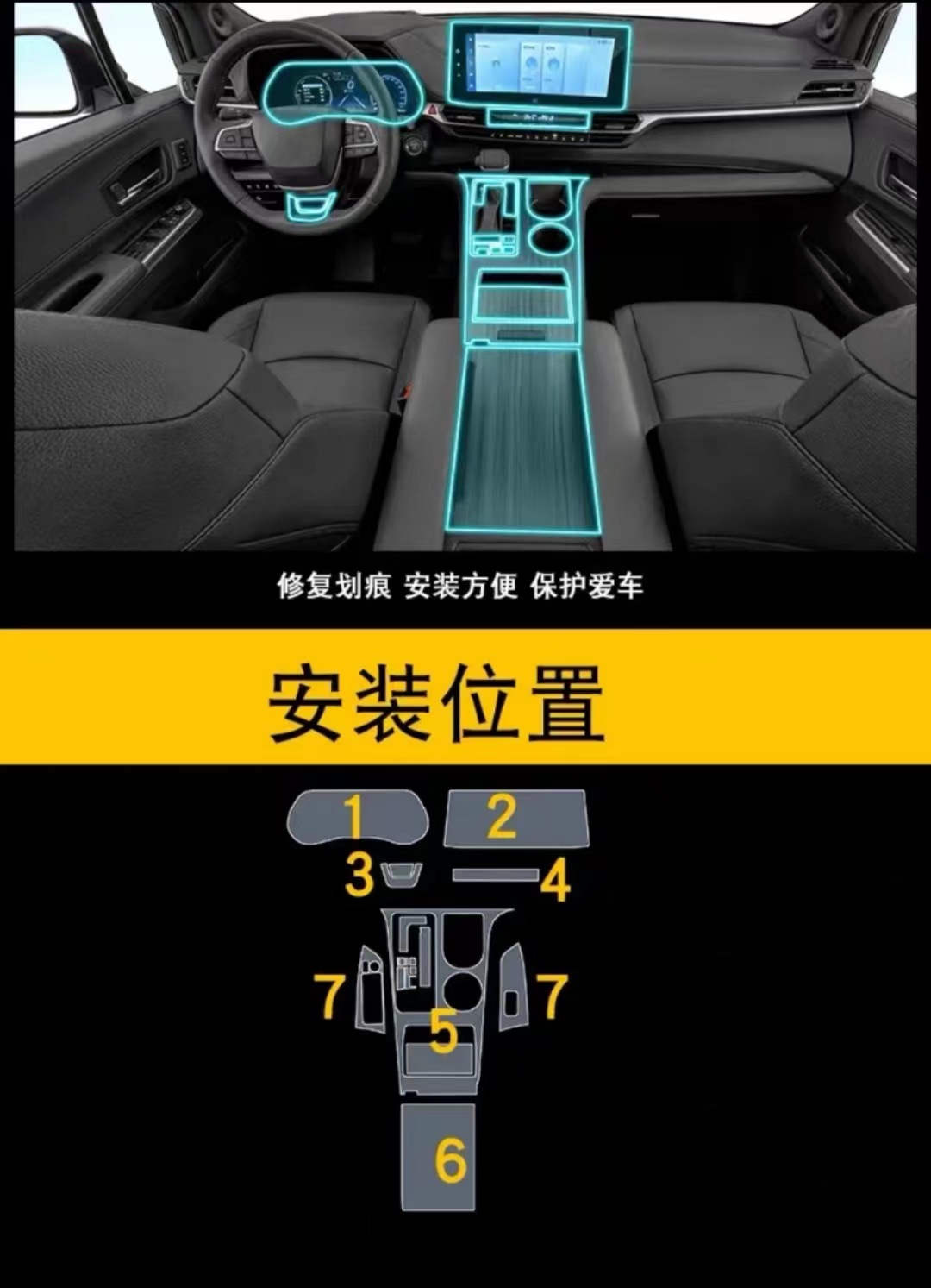 Suitable for 21-24 Toyota Senna Grevia Car Interior Modification Car Interior Decoration Senna Central Control Film Screen