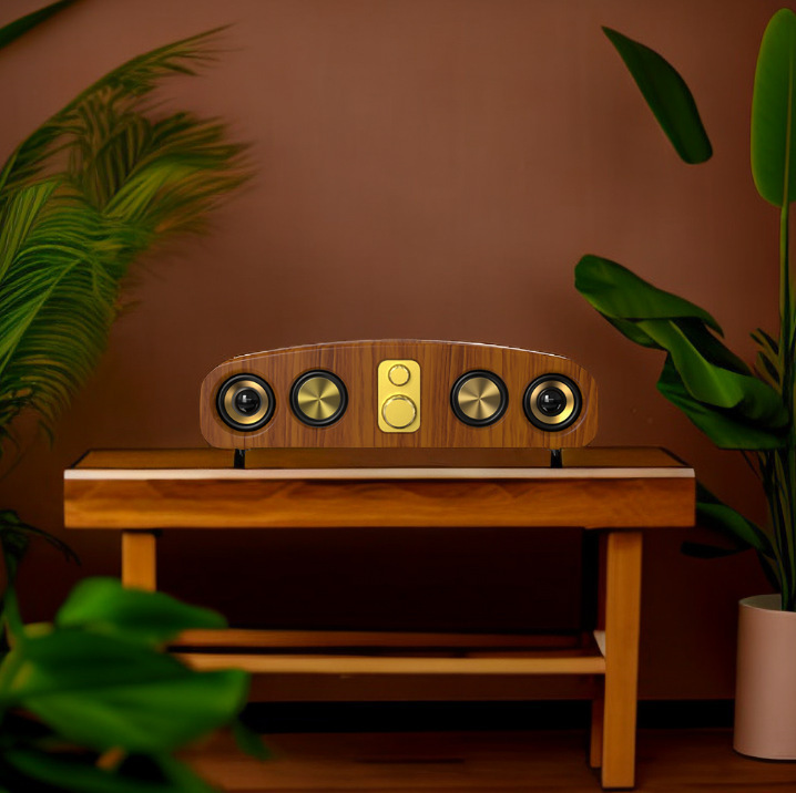 新型レトロ無線ブルートゥーススピーカー大ラッパ木製長条カードデスクトップ音響ラジオダブル低音|undefined
