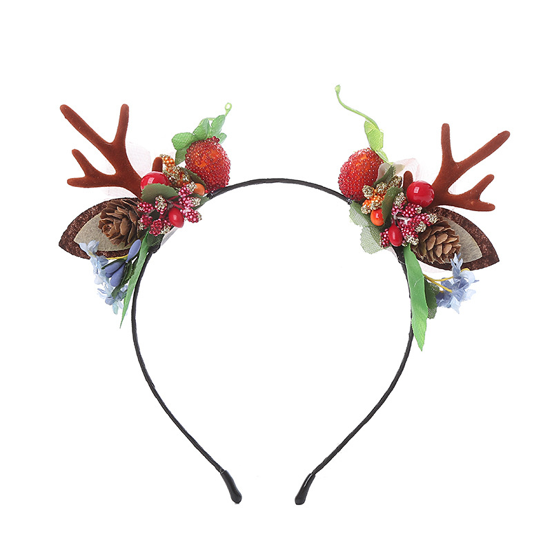 Navidad tocado diadema Nueva simulación Antler diadema Navidad diadema niños flor tocado DIY Navidad tocado