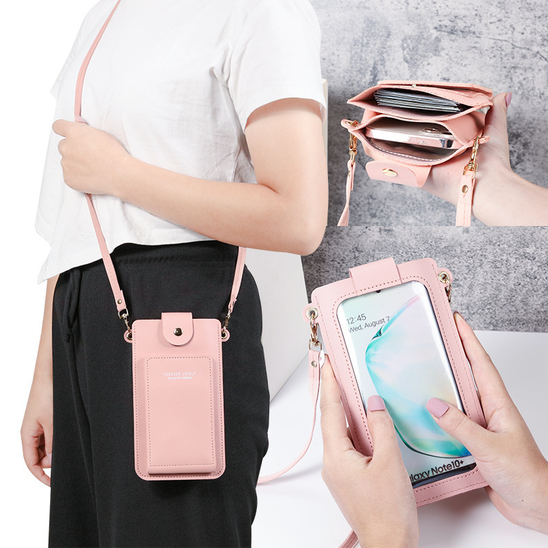 Factory wholesale mobile phone bag female small student messenger bag multi-functional touch screen mobile phone bag mini coin purse