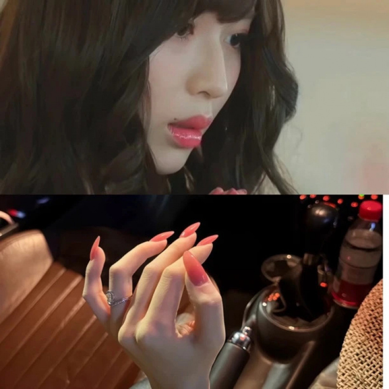 【Rena Pink】Nagasaka Rena's Same Style Nail Tips, Pure Color Gentle Rose Pink, Handmade Wearable Nails