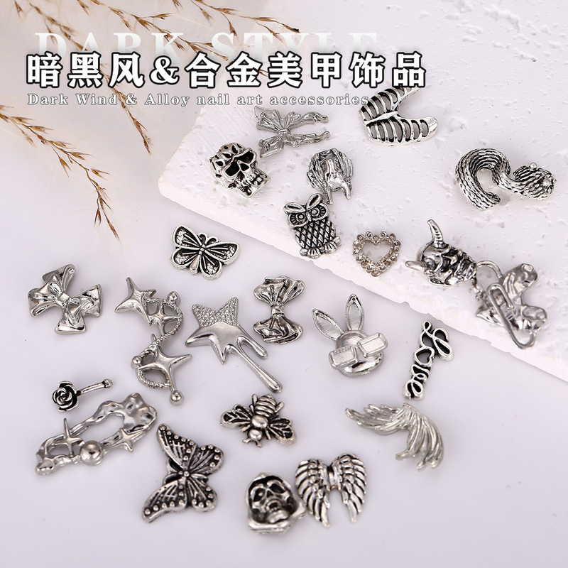Halloween Diablo Style Classic Retro Demon Skull Animal Nail Art Alloy Jewelry Love Nail Decoration