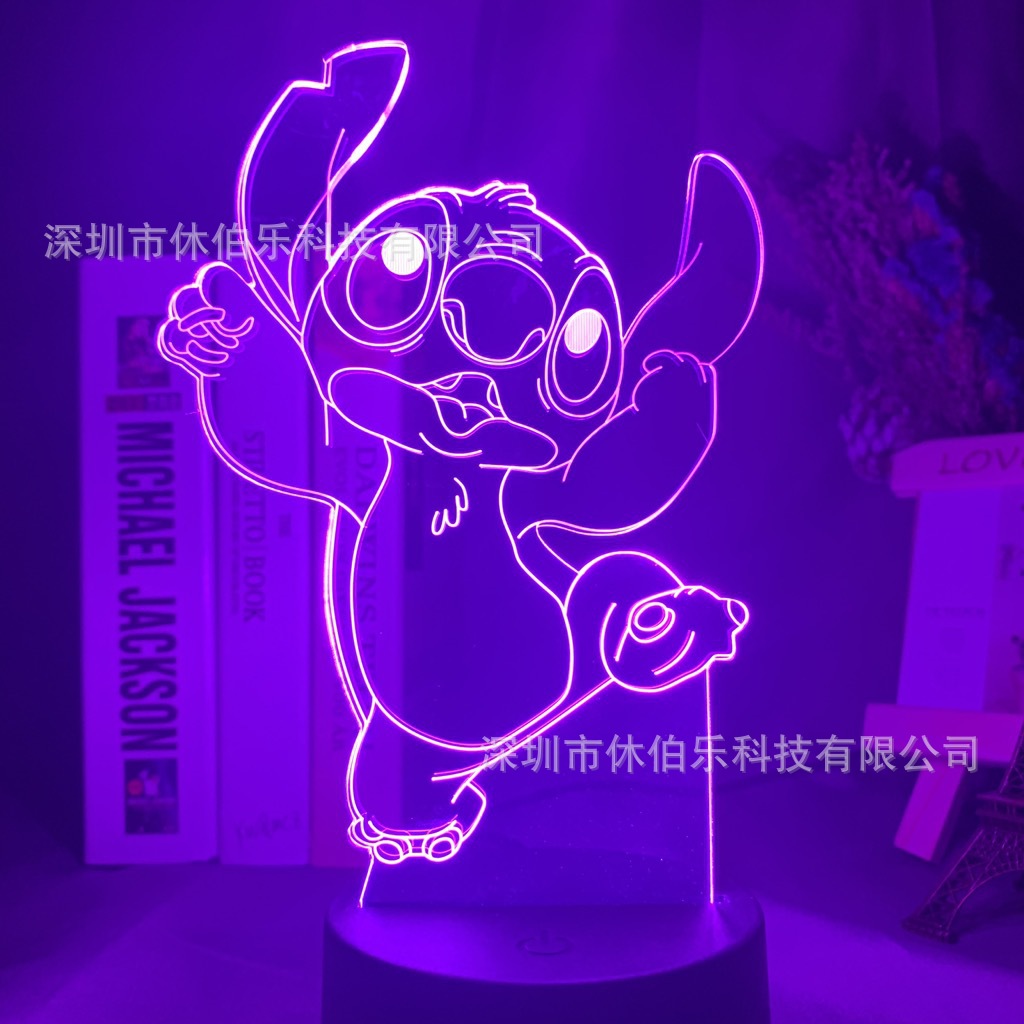 Stitch 3D noche luz colorida táctil control remoto nuevo creativo USB dormitorio escritorio atmósfera lámpara de mesa LED regalo