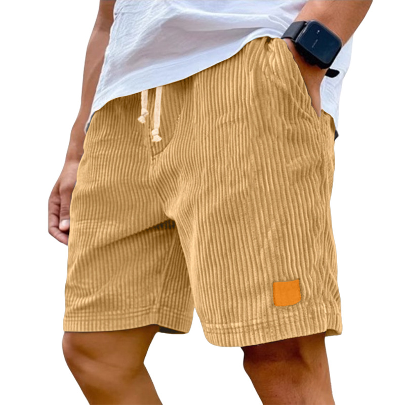 Europa y los Estados Unidos transfronterizos Amazon nuevo hombre retro bordado lámpara de cuero velcro cordón de moda pantalones cortos casuales estadounidenses
