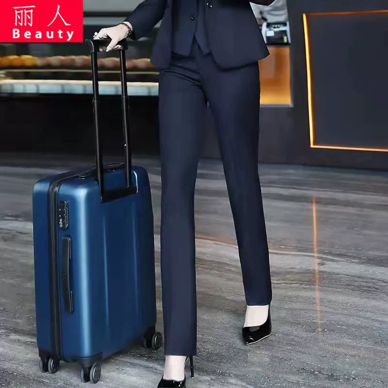 Профессиональные женские брюки, весенне-осенние новые прямые повседневные студенческие драпированные рабочие брюки, утягивающие брюки OL, черные костюмные брюки