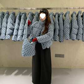 韩系波点棉服外套女短款2026年冬季新款休闲减龄宽松面包服图片色