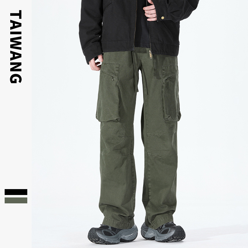 Men's Clothing Wear Retro Paratrooper Pants Garment Dyeing Workwear Loose Multi Pocket Pants Men's Trousers_voghion.com