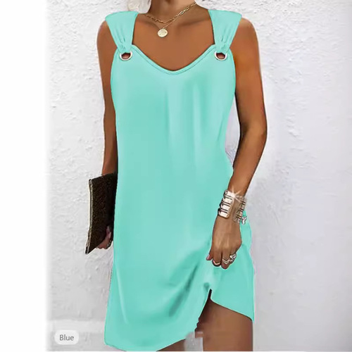 Women's V-neck Metal Button Hooded Sweatshirt Dress for Autumn and Winter from European and American Independent Stations