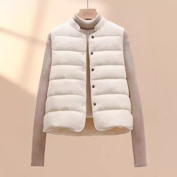 2025 Autumn and Winter New Small Stand Collar down Vest Women's Thickened Loose Small Warm Waistoutwear Lightweight Jacket Trendy