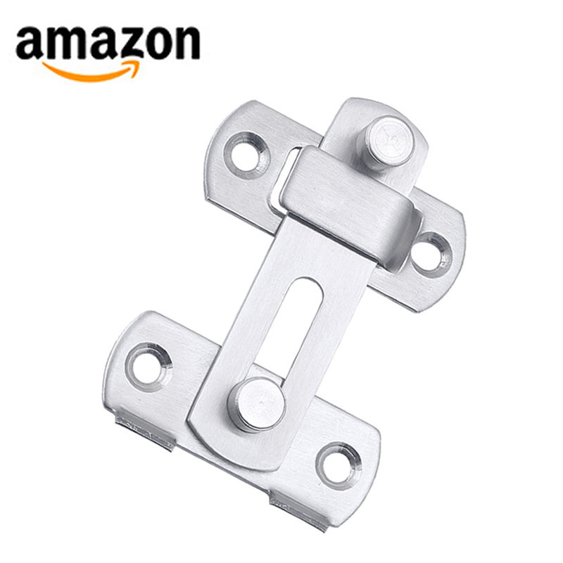 Amazon Stainless Steel Latch Bolt Anti-Theft Sliding Door Latch Pet Cage Door Lock 90-Degree Right Angle Buckle Door Clip