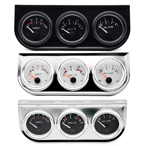 Cross-Border Hot-Selling 12V 2-Inch 52mm Oil Temperature, Oil Pressure, and Voltage Combination Triple Gauge Car Instrument Modification Product