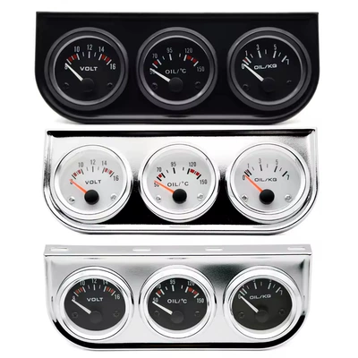 12V 2 düym 52mm yağ temperaturu, yağ təzyiqi, gərginlik üçlü ölçer