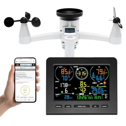 0365 метеостанция семь в одном беспроводной WIFI прогноз погоды анемометр датчик дождя измеритель температуры и влажности УФ