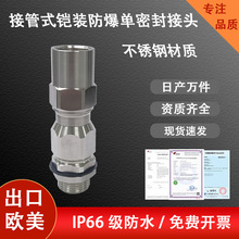 星缆304不锈钢格兰头M电缆线密封接管式铠装防爆单密封接头填料函