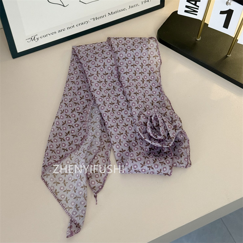 실크 스카프 + 꽃 [보라색 꽃]