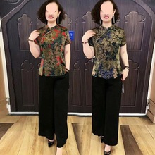 旗袍贵夫人中年妈妈真丝衬衫中国风妈妈装上衣中老年短袖女衫