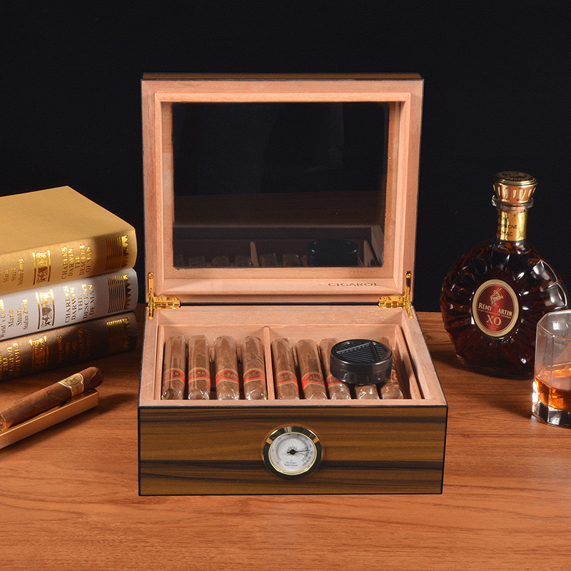 木质翻盖款雪茄烟卷收纳盒保湿盒大容量香烟雪茄收纳盒