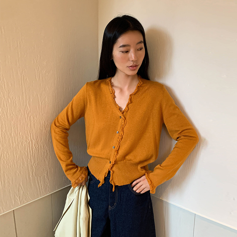 Moxi Thirteen Lines Women's Clothing 2026 Spring High-End V-Neck Women's Knitted Cardigan Long Sleeve Top Jacket for Women Moxi Thirteen Lines Women's Clothing 2026 Spring High-End V-Neck Women's Knitted Cardigan Long Sleeve Top Jacket for Women