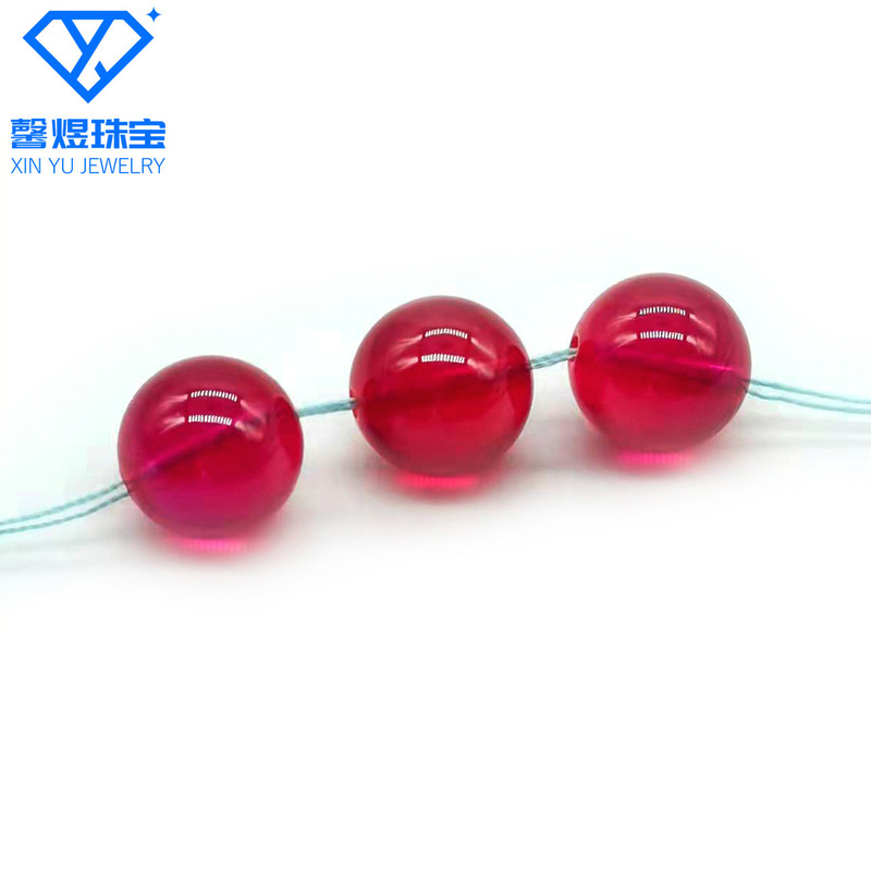 Wholesale red corundum round bead 5# red corundum through hole round bead loose bead pigeon blood red ball hardness 9 high temperature resistant