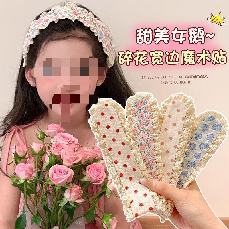 子供用前髪ステッカー花柄女の子レース生地ベルクロ額前髪整理ヘアバンドエスニックスタイルヘアバンドバッチ|undefined