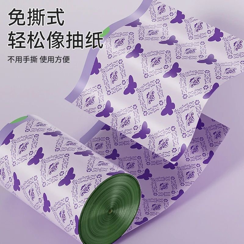 Thickened 100-Pack Garbage Bags for Home Use, Thickened with Handles, Mosquito-Proof Drawstring, Large Size, Lavender Scent, Kitchen-Specific