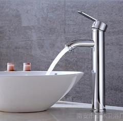 不鏽鋼冷熱加高洗臉盆水龍頭面盆浴室櫃單把單孔台上盆水龍頭